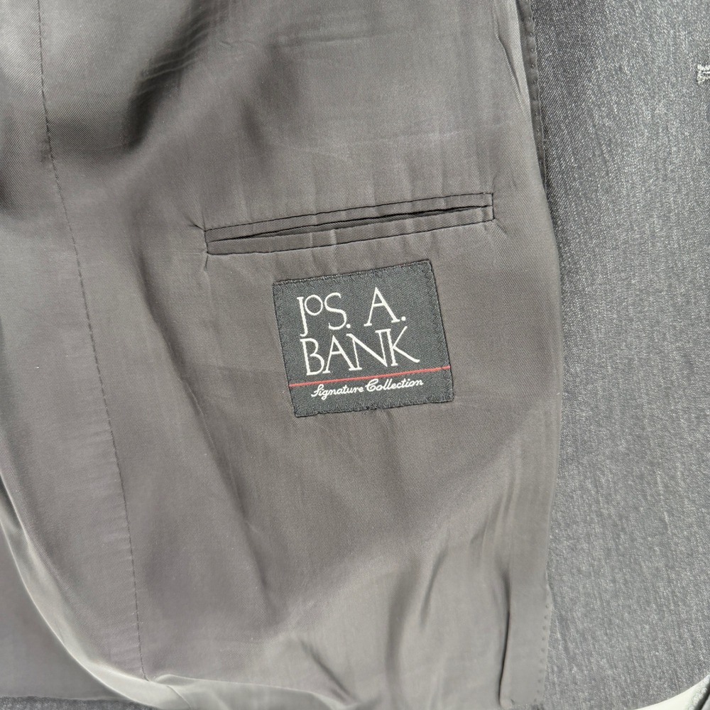 Jos A Bank Signature Collection Mens 44S 36W 100% Wool 2 Pc Suit Charcoal Gray - Picture 4 of 16